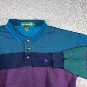 Knights of Round Table Polo Sweatshirt Men L Colorblock Vintage L/S 90s Gorpcore